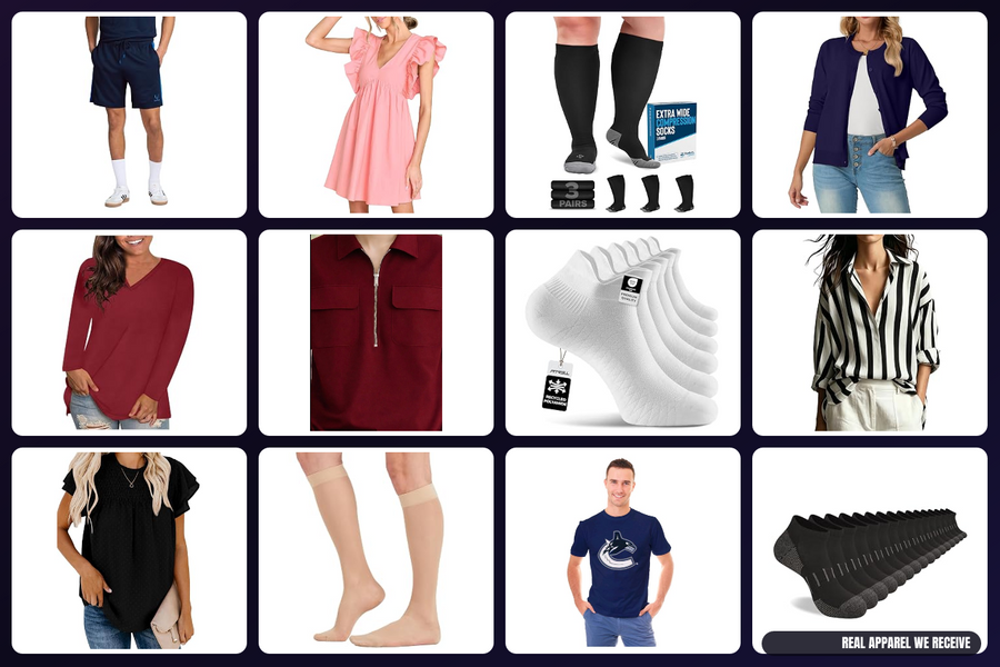 Real apparel received at the AmazeDeals warehouse in Kitchener, Ontario — Mystery Box Canada | AmazeDeals